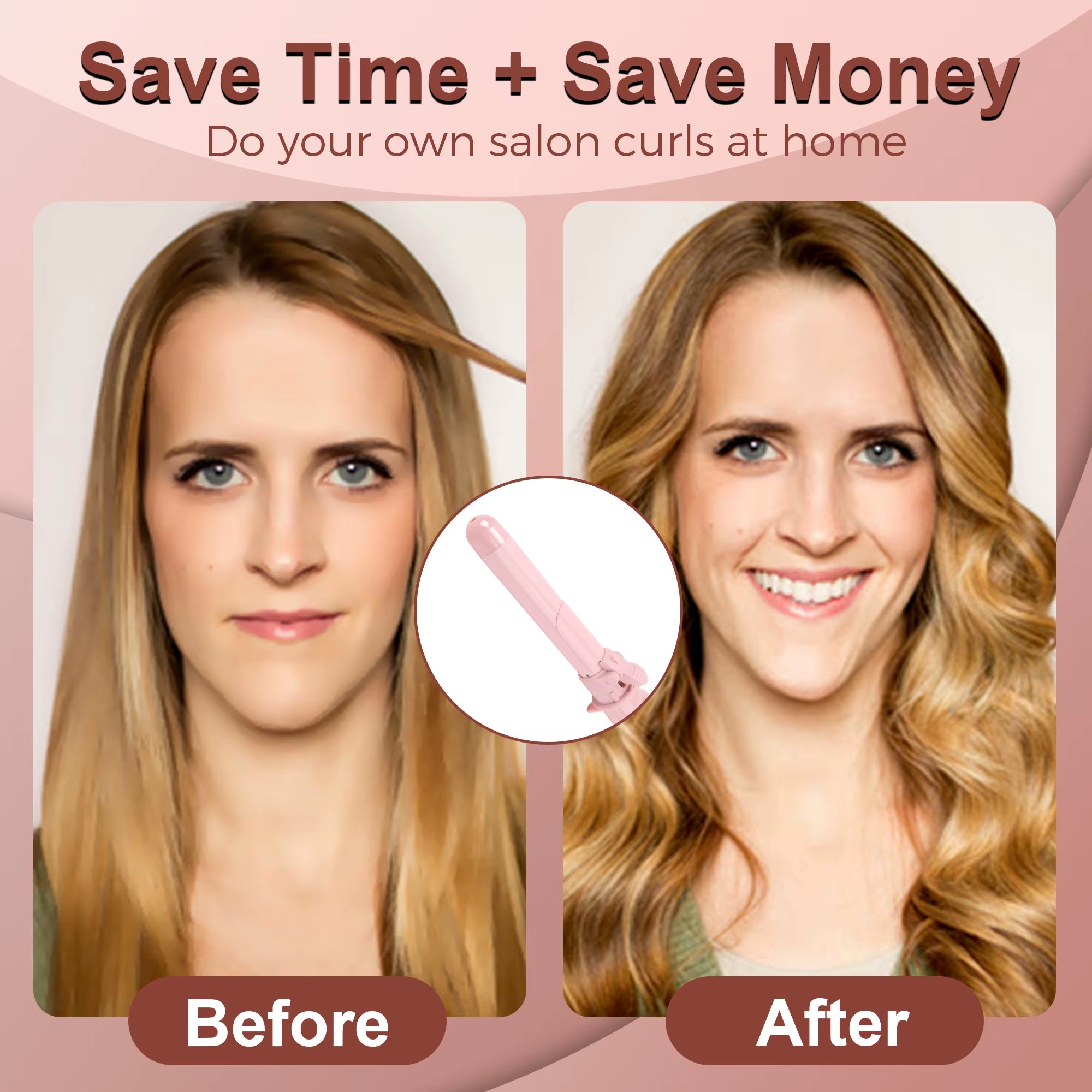 28Mm Automatic Curling Iron Wand LCD Display Adjustable Rotating Auto Hair Styling Curler