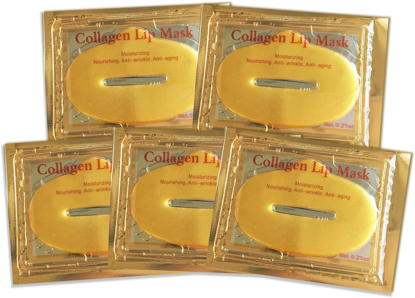 24K Gold Bio Collagen Crystal Face Mask + Eye Mask + Lip Mask, anti Ageing Skin Care (5Pairs/Set)
