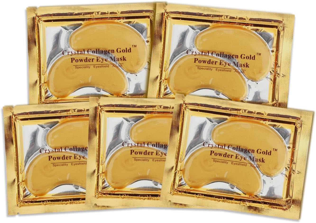 24K Gold Bio Collagen Crystal Face Mask + Eye Mask + Lip Mask, anti Ageing Skin Care (5Pairs/Set)