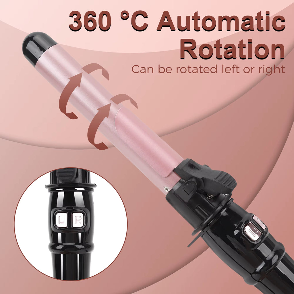 28Mm Automatic Curling Iron Wand LCD Display Adjustable Rotating Auto Hair Styling Curler