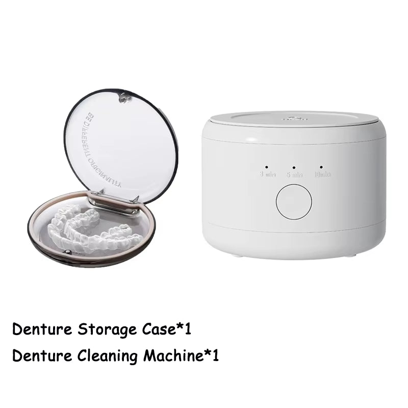 Portable Ultrasonic Retainer Cleaner Machine for Dentures Retainer Mouth Guard Aligner Whitening Trays Personal Oral Supplies