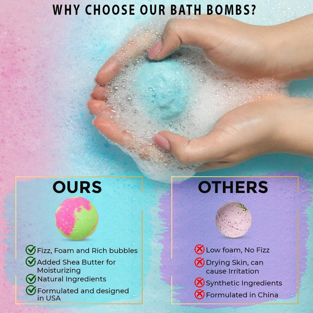 Valentines Bath Bombs for Women Gift Set - 24 Natural & Organic Bath Bombs with Essential Oils & Moisturizing Shea Butter, Spa Birthday Gift, Selfcare Gifts for Her, Women, Teen Girls Bridesmaid Gift